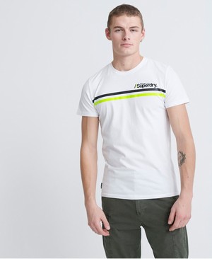 Superdry Core Logo Sport Stripe Férfi Pólók Fehér | VYZLF1450